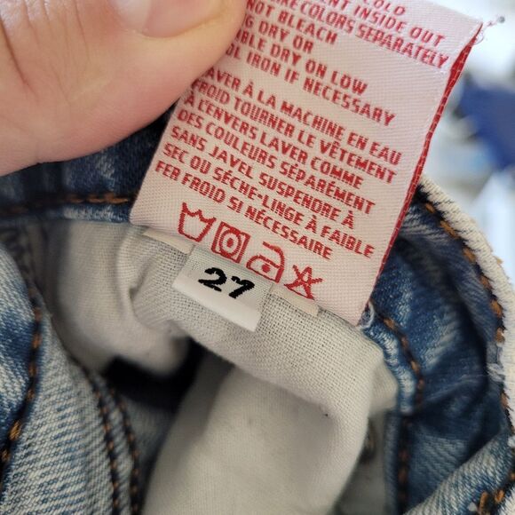 Revice Denim Jeans Straight Leg Distressed Thrashed Ripped Medium Wash Size 27 - Picture 13 of 13